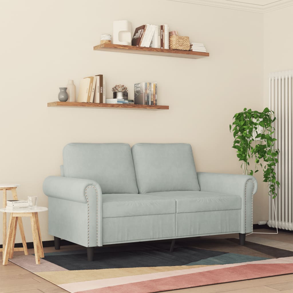 vidaXL Canapea cu 2 locuri, gri deschis, 120 cm, catifea