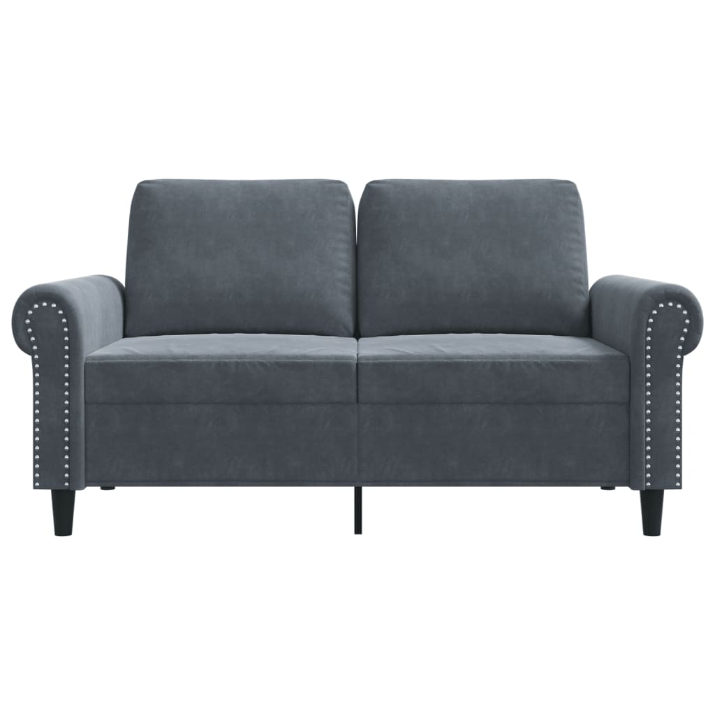 vidaXL Canapea cu 2 locuri, gri închis, 120 cm, catifea vidaXL Canapea cu 2 locuri, gri închis, 120 cm, catifea