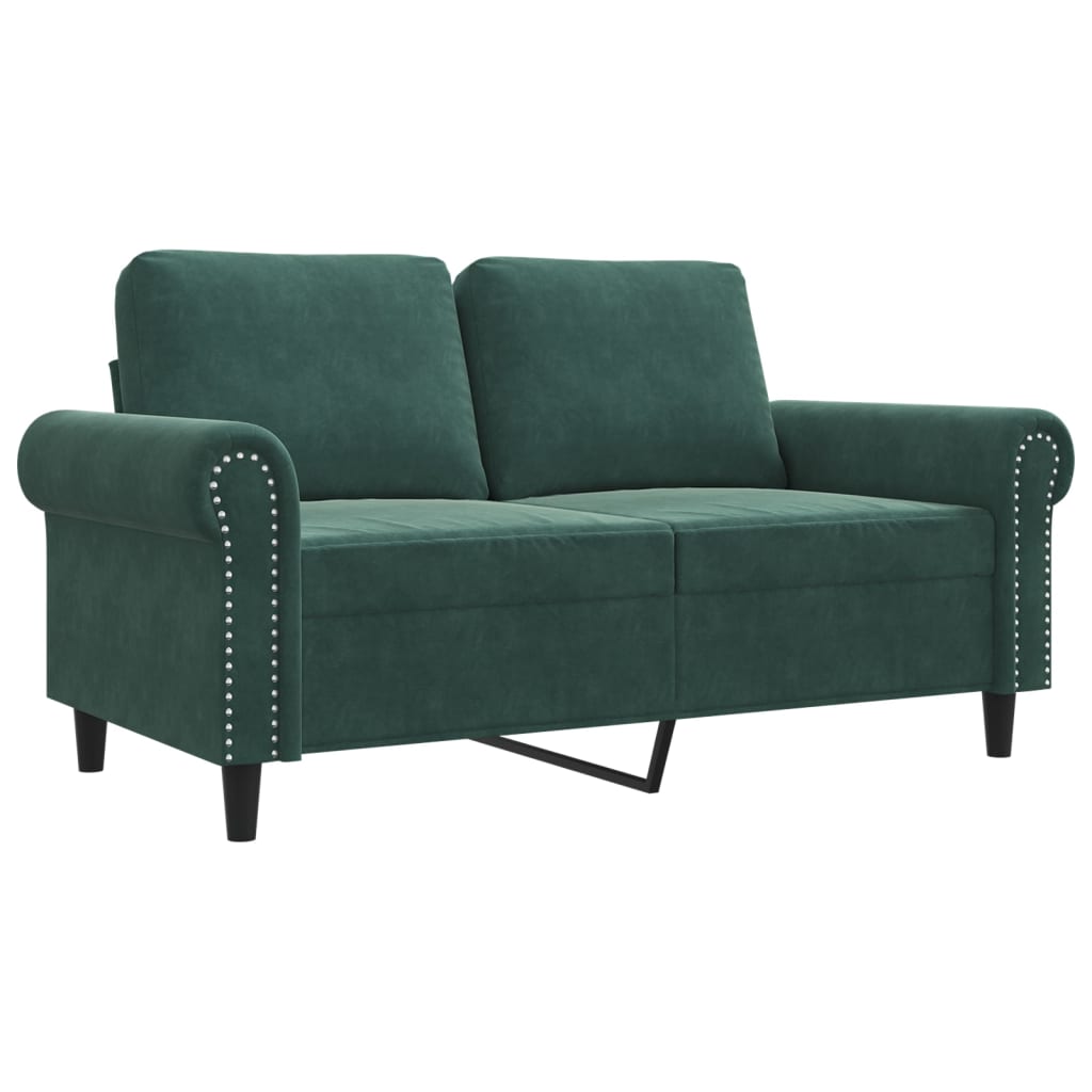 vidaXL Canapea cu 2 locuri, verde închis, 120 cm, catifea