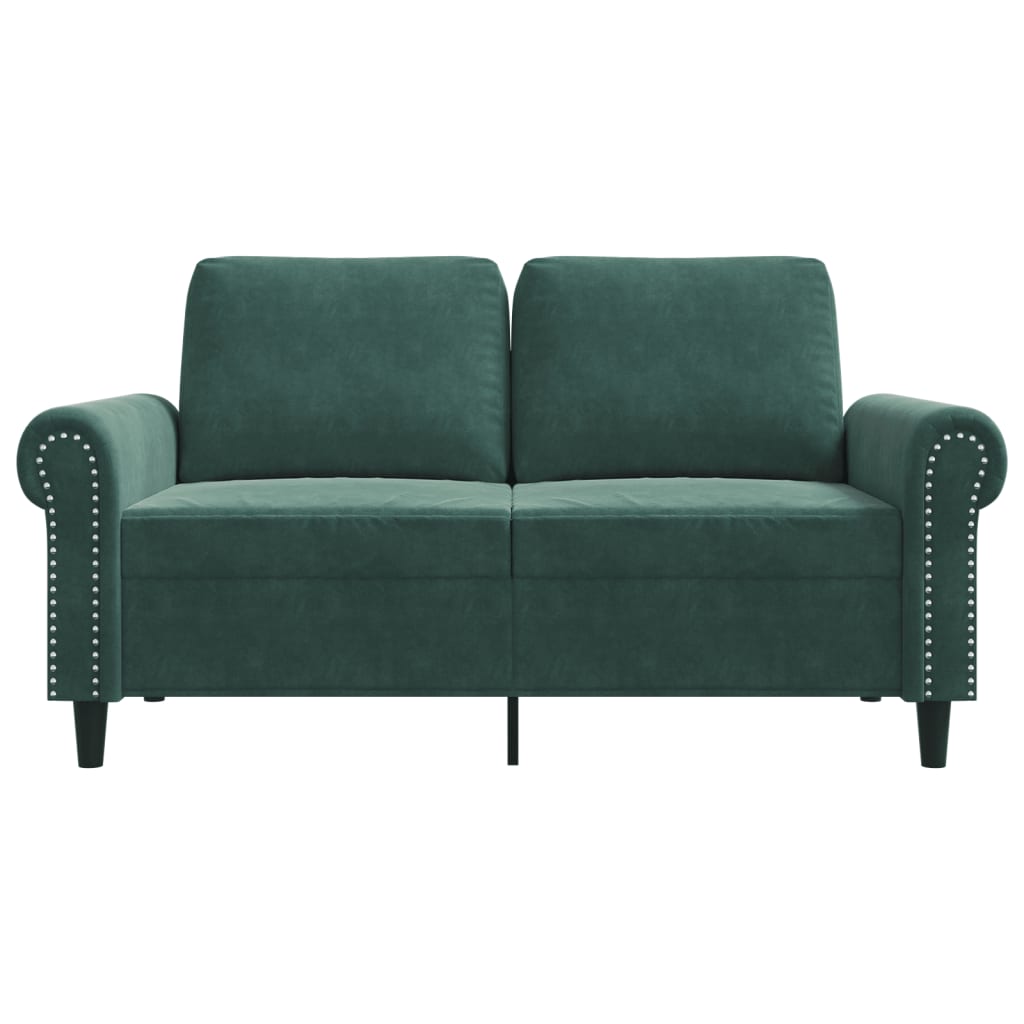 vidaXL Canapea cu 2 locuri, verde închis, 120 cm, catifea
