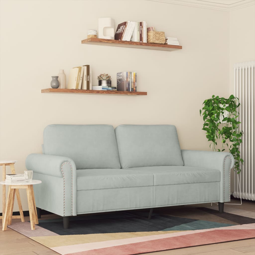 vidaXL Canapea cu 2 locuri, gri deschis, 140 cm, catifea vidaXL Canapea cu 2 locuri, gri deschis, 140 cm, catifea
