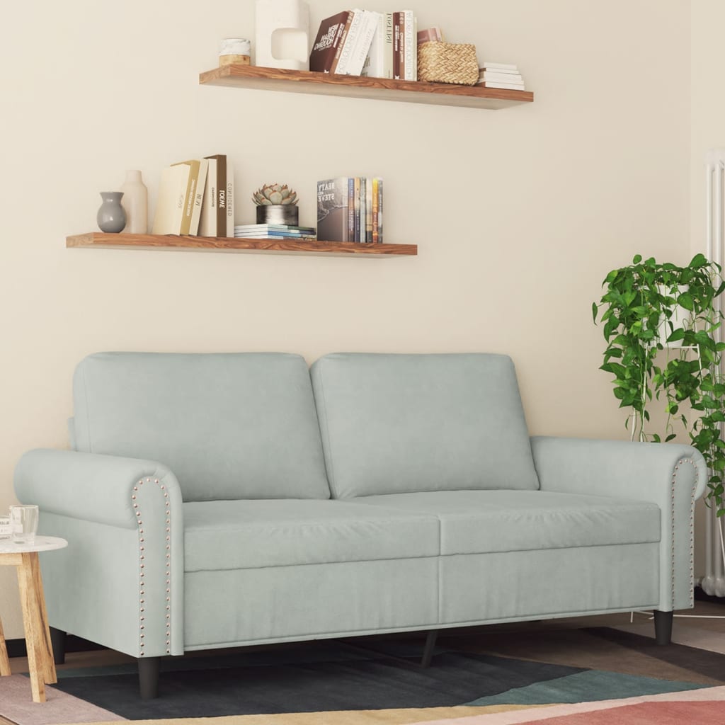 vidaXL Canapea cu 2 locuri, gri deschis, 140 cm, catifea vidaXL Canapea cu 2 locuri, gri deschis, 140 cm, catifea