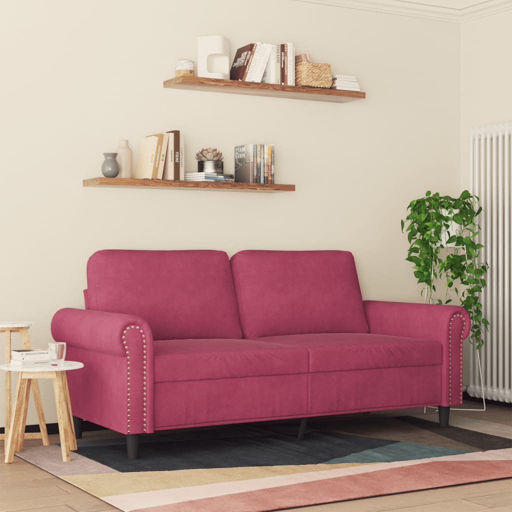 vidaXL Canapea cu 2 locuri, roșu vin, 140 cm, catifea