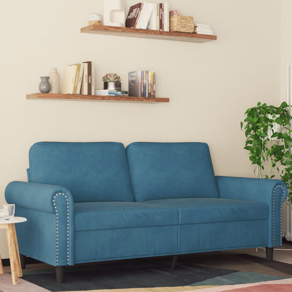 vidaXL Canapea cu 2 locuri, albastru, 140 cm, catifea vidaXL Canapea cu 2 locuri, albastru, 140 cm, catifea