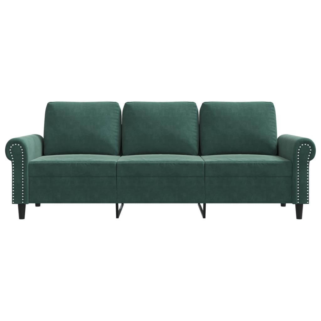 vidaXL Canapea cu 3 locuri, verde închis, 180 cm, catifea