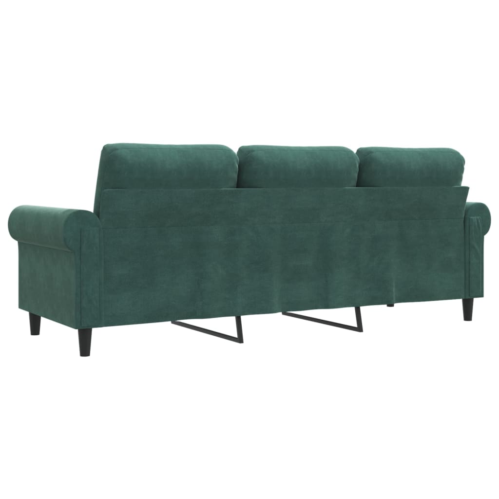 vidaXL Canapea cu 3 locuri, verde închis, 180 cm, catifea