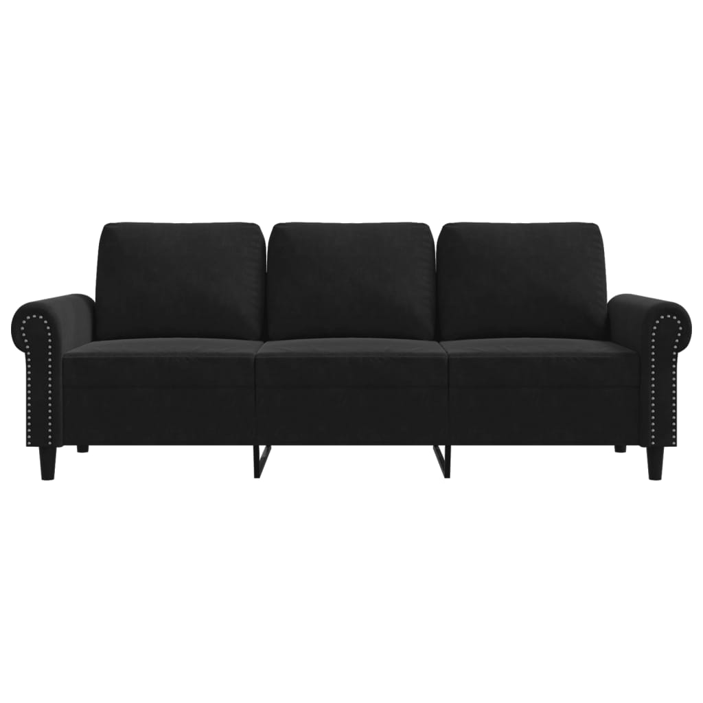 vidaXL Canapea cu 3 locuri, Negru, 180 cm, catifea