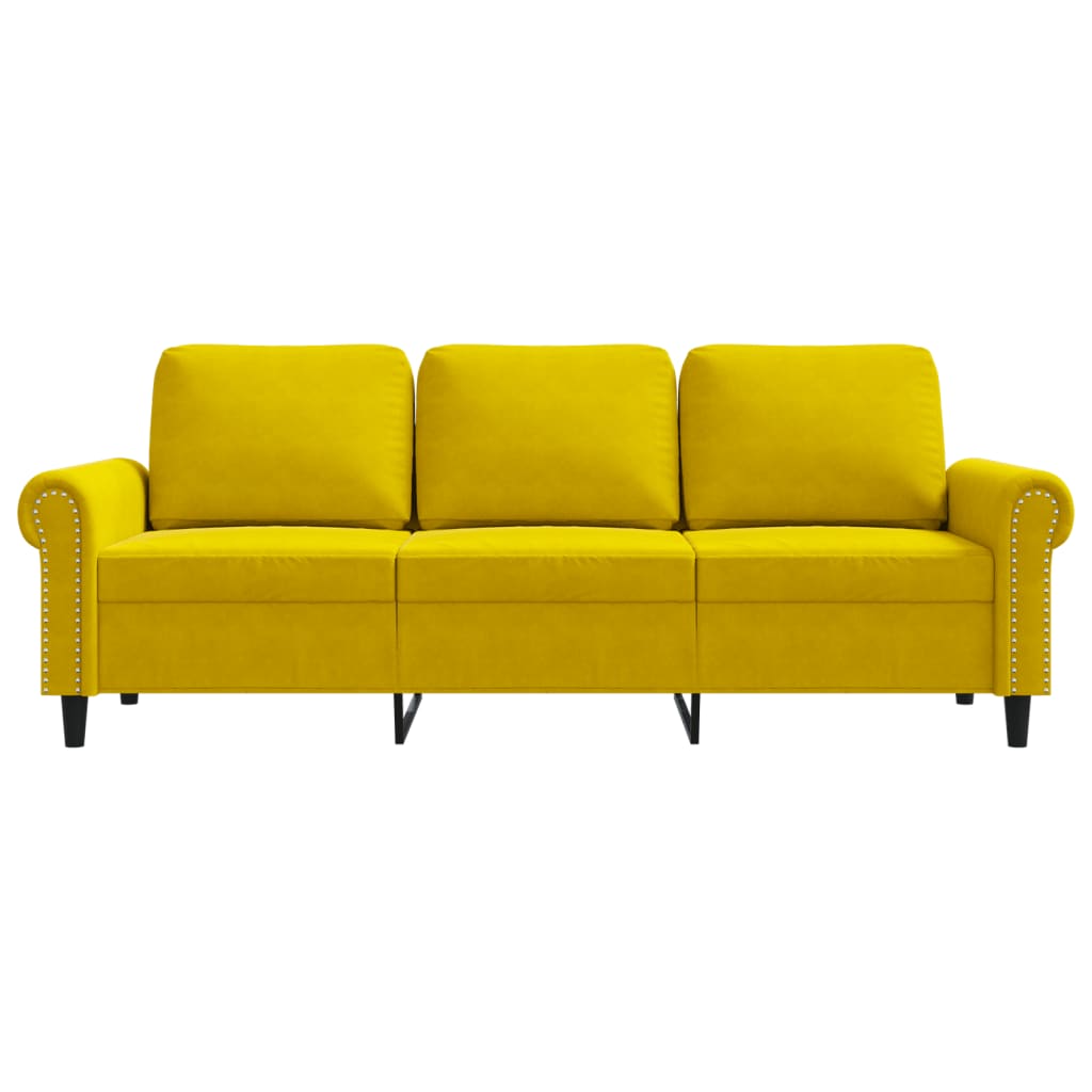 vidaXL Canapea cu 3 locuri, galben, 180 cm, catifea vidaXL Canapea cu 3 locuri, galben, 180 cm, catifea