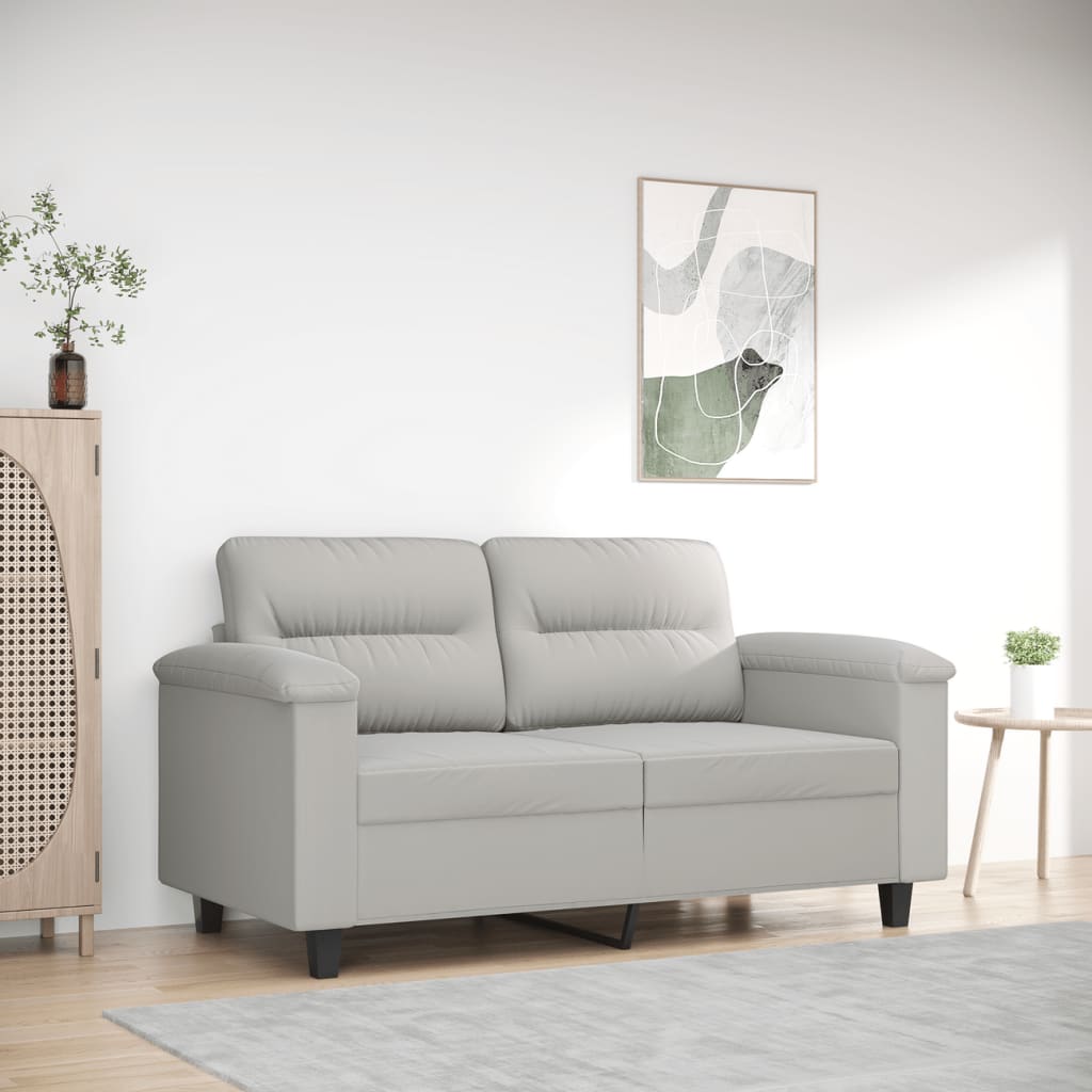 vidaXL Canapea cu 2 locuri, gri deschis, 120 cm, țesătură microfibră vidaXL Canapea cu 2 locuri, gri deschis, 120 cm, țesătură microfibră