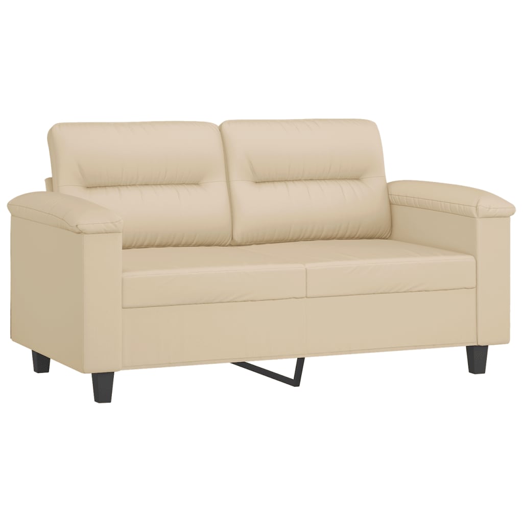 vidaXL Canapea cu 2 locuri, crem, 120 cm, țesătură microfibră