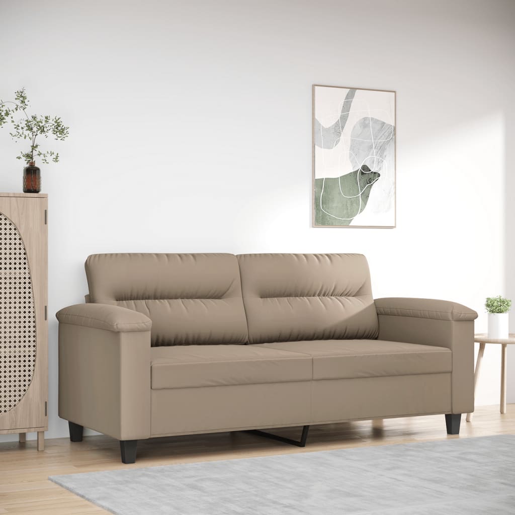 vidaXL Canapea cu 2 locuri, gri taupe, 140 cm, țesătură microfibră vidaXL Canapea cu 2 locuri, gri taupe, 140 cm, țesătură microfibră