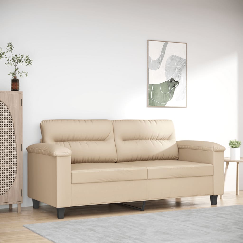 vidaXL Canapea cu 2 locuri, crem, 140 cm, țesătură microfibră vidaXL Canapea cu 2 locuri, crem, 140 cm, țesătură microfibră