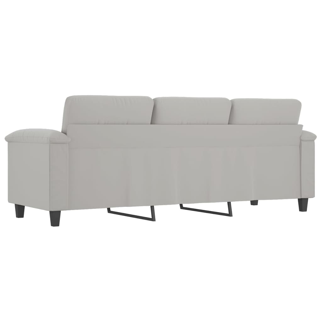 vidaXL Canapea cu 3 locuri, gri deschis, 180 cm, țesătură microfibră