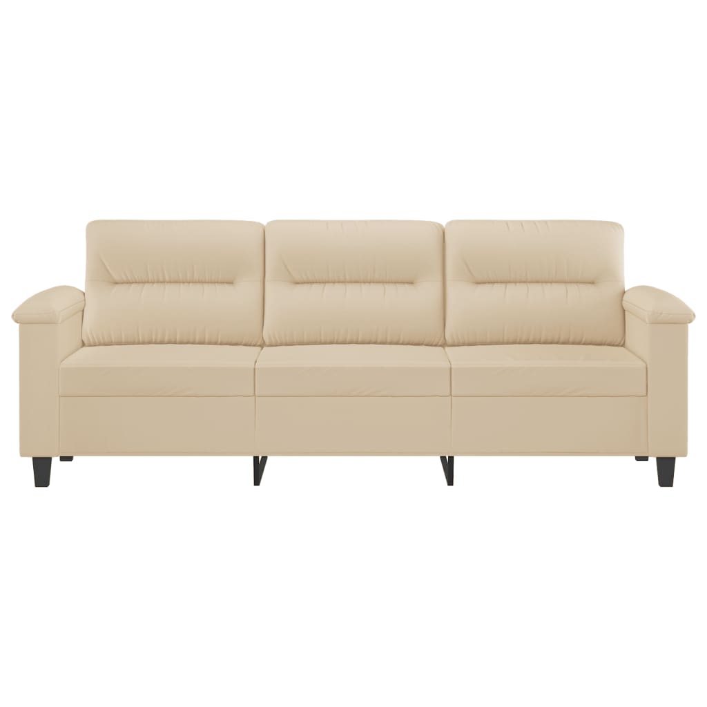 vidaXL Canapea cu 3 locuri, crem, 180 cm, țesătură microfibră