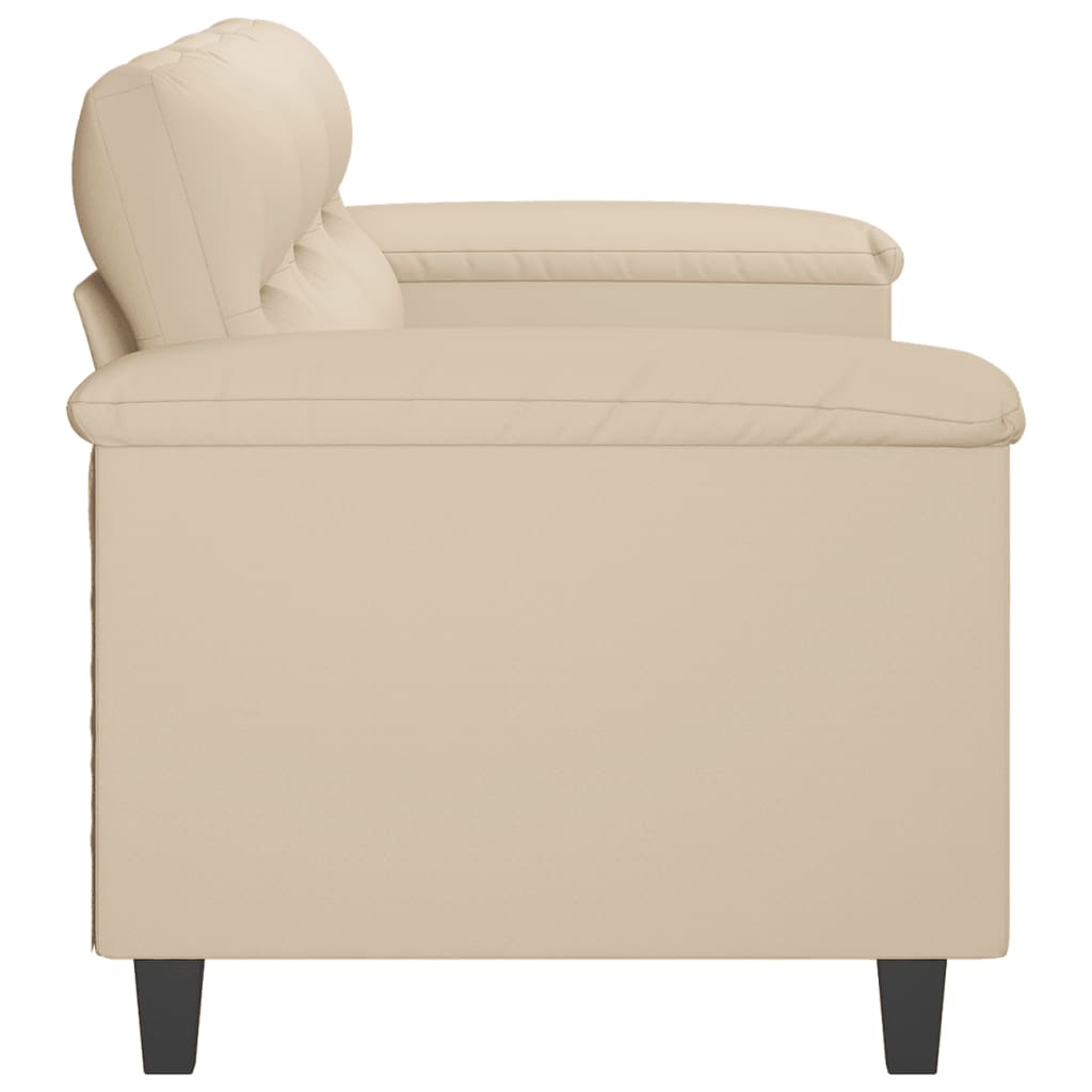 vidaXL Canapea cu 3 locuri, crem, 180 cm, țesătură microfibră