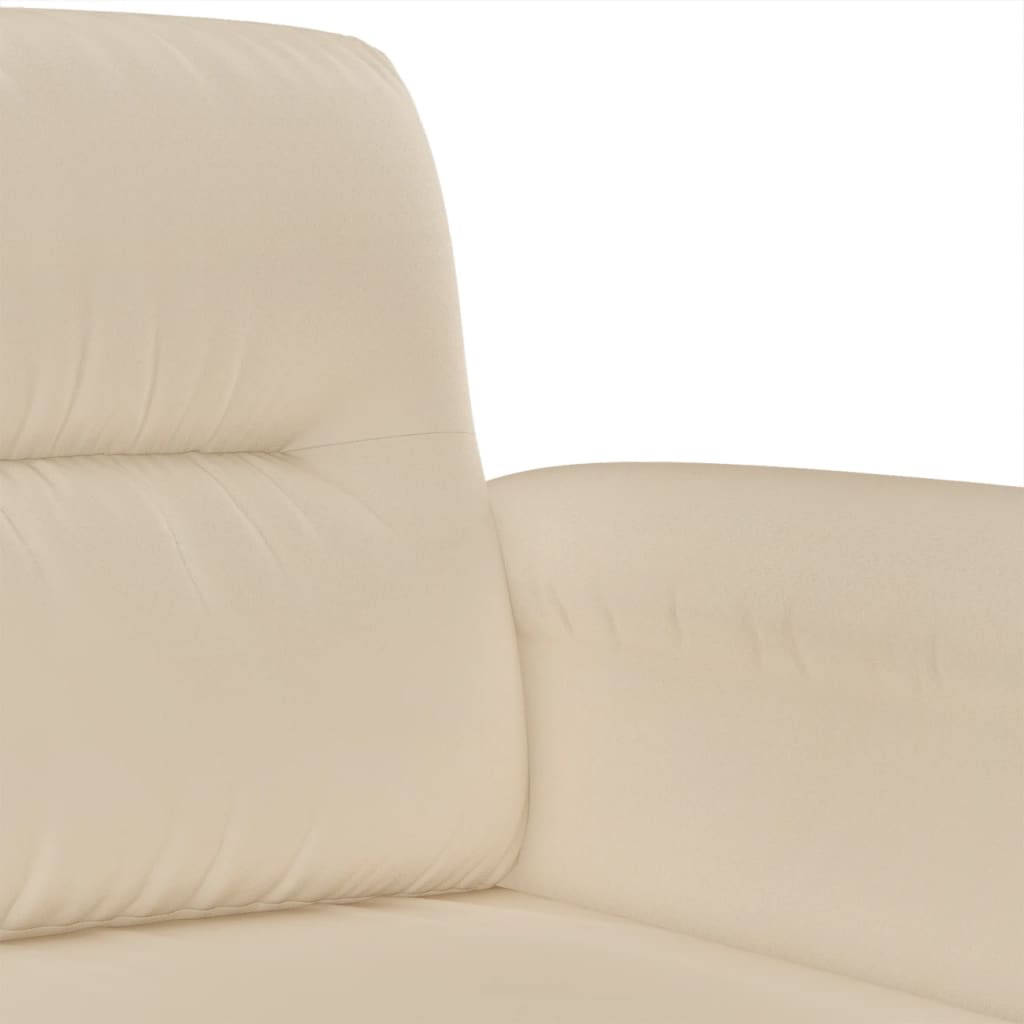 vidaXL Canapea cu 3 locuri, crem, 180 cm, țesătură microfibră