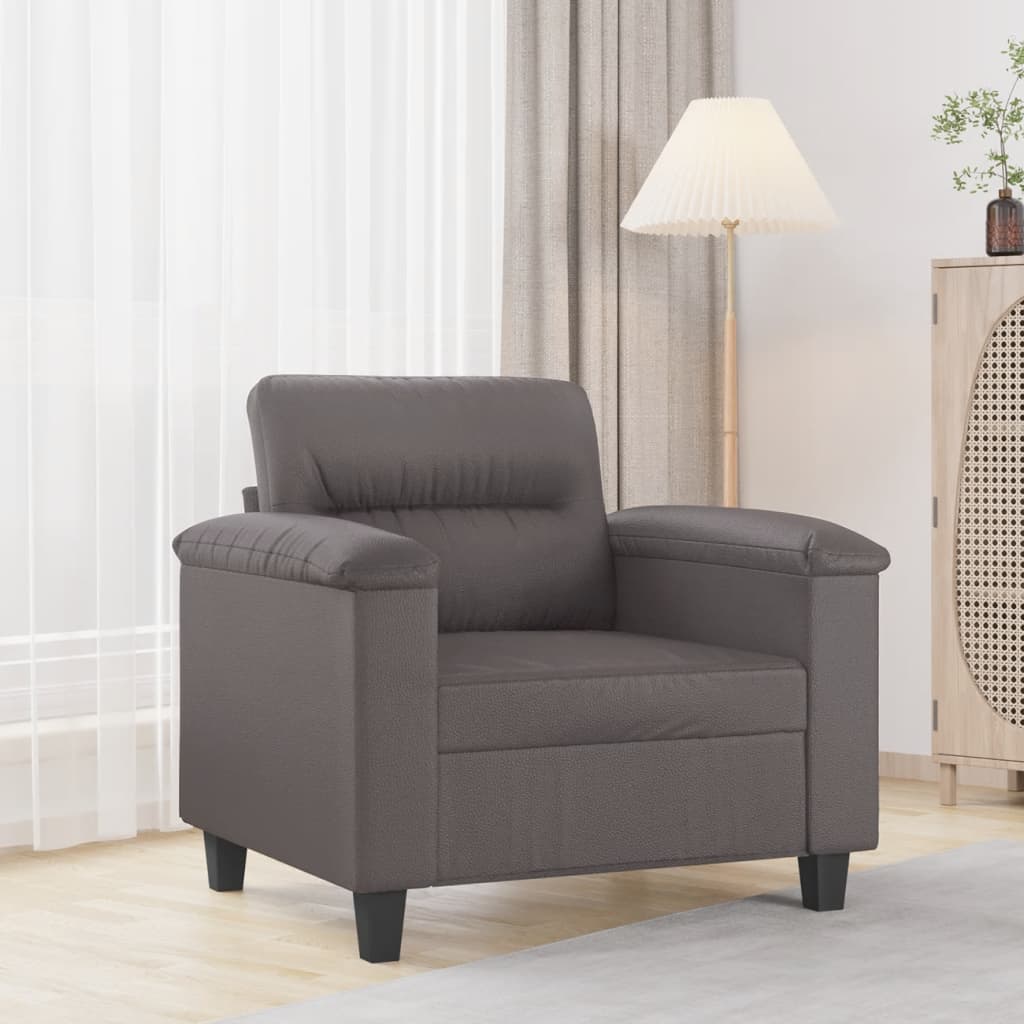 vidaXL Canapea de o persoană, gri, 60 cm, piele ecologică vidaXL Canapea de o persoană, gri, 60 cm, piele ecologică
