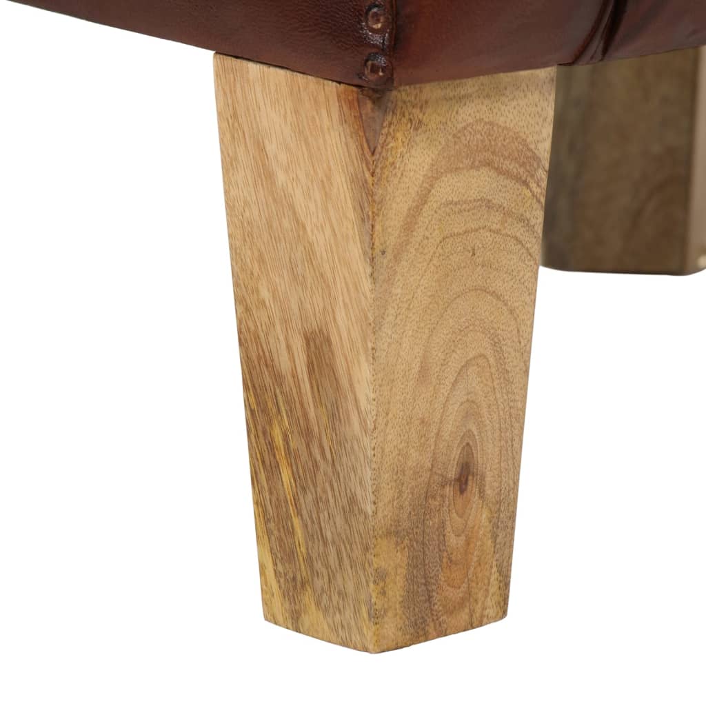 vidaXL Fotoliu cu spătar rotund, maro, piele naturală