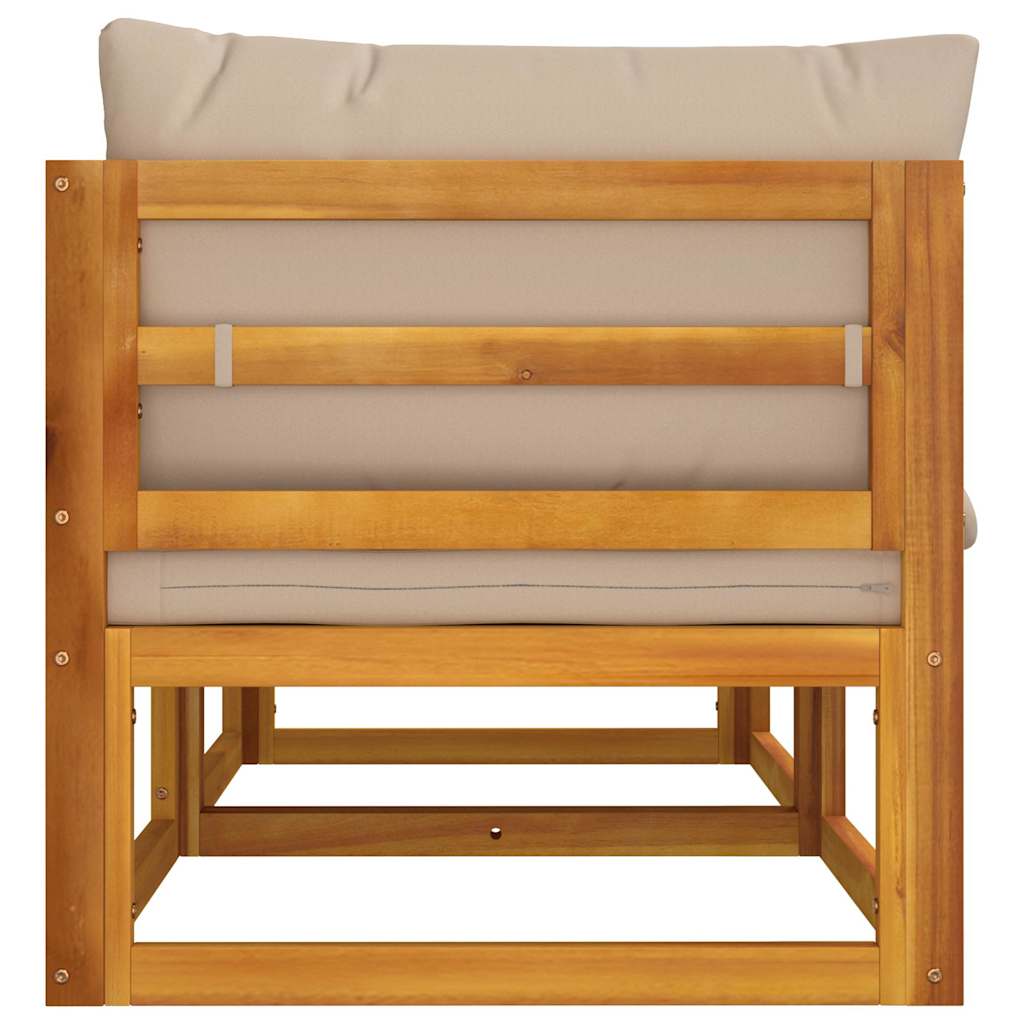 vidaXL Canapele colț modulare, 2 buc, perne taupe, lemn masiv acacia vidaXL Canapele colț modulare, 2 buc, perne taupe, lemn masiv acacia