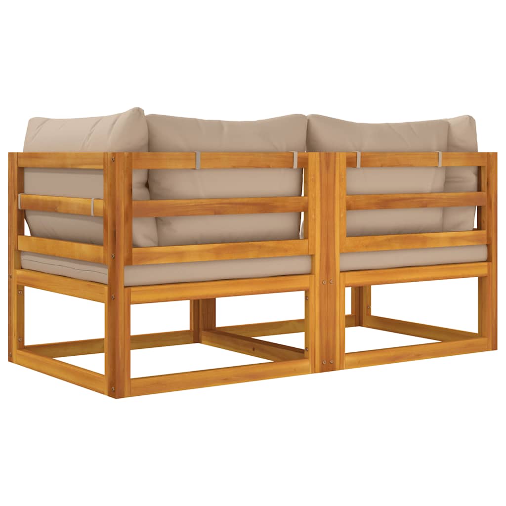 vidaXL Canapele colț modulare, 2 buc, perne taupe, lemn masiv acacia vidaXL Canapele colț modulare, 2 buc, perne taupe, lemn masiv acacia