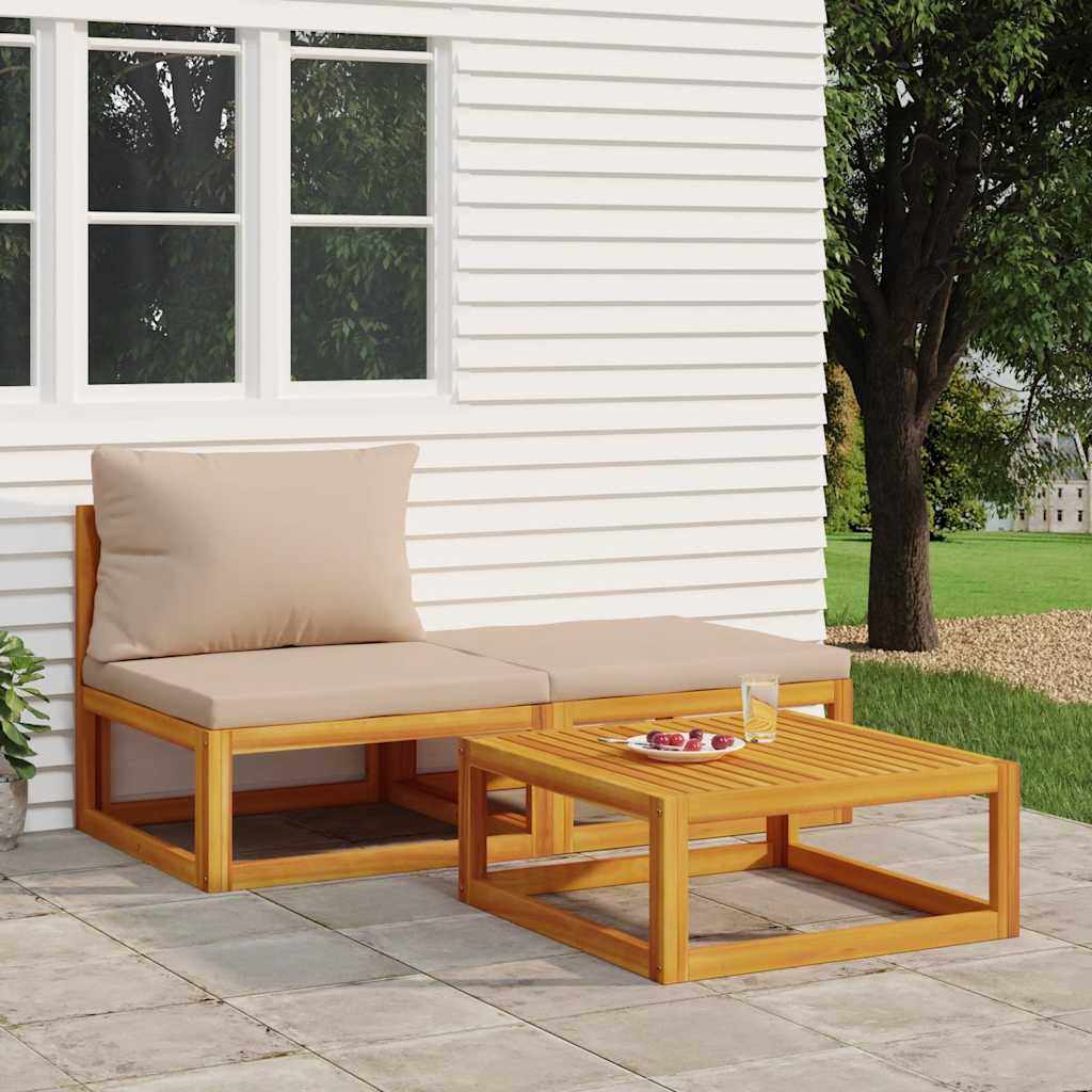 vidaXL Set mobilier de grădină cu perne, 3 piese, lemn masiv acacia vidaXL Set mobilier de grădină cu perne, 3 piese, lemn masiv acacia