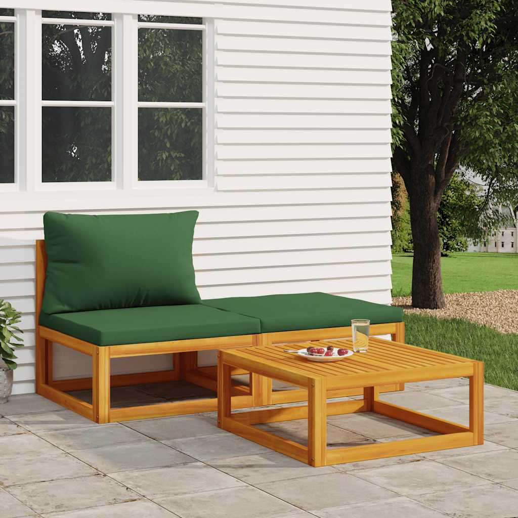vidaXL Set mobilier de grădină cu perne, 3 piese, lemn masiv acacia vidaXL Set mobilier de grădină cu perne, 3 piese, lemn masiv acacia