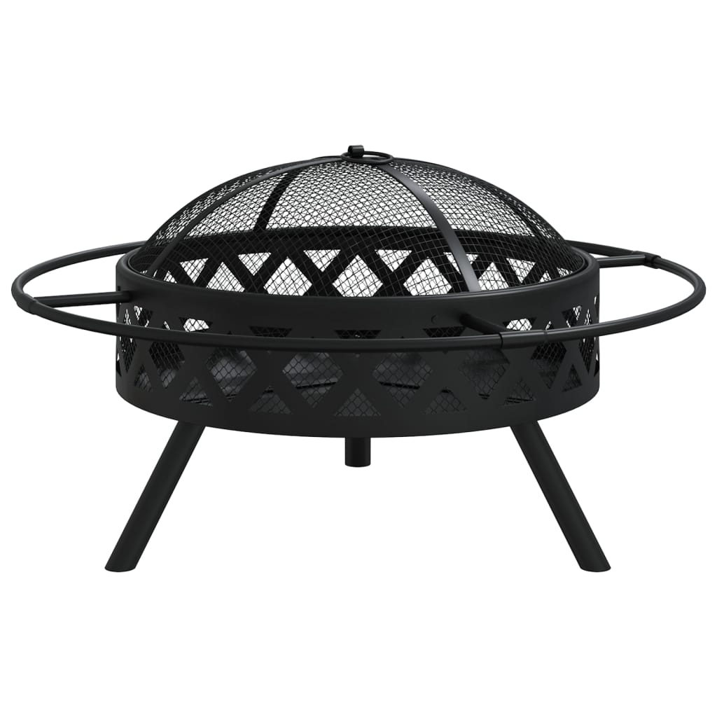 vidaXL Vatră de foc cu vătrai, 70 cm, oțel, XXL vidaXL Vatră de foc cu vătrai, 70 cm, oțel, XXL