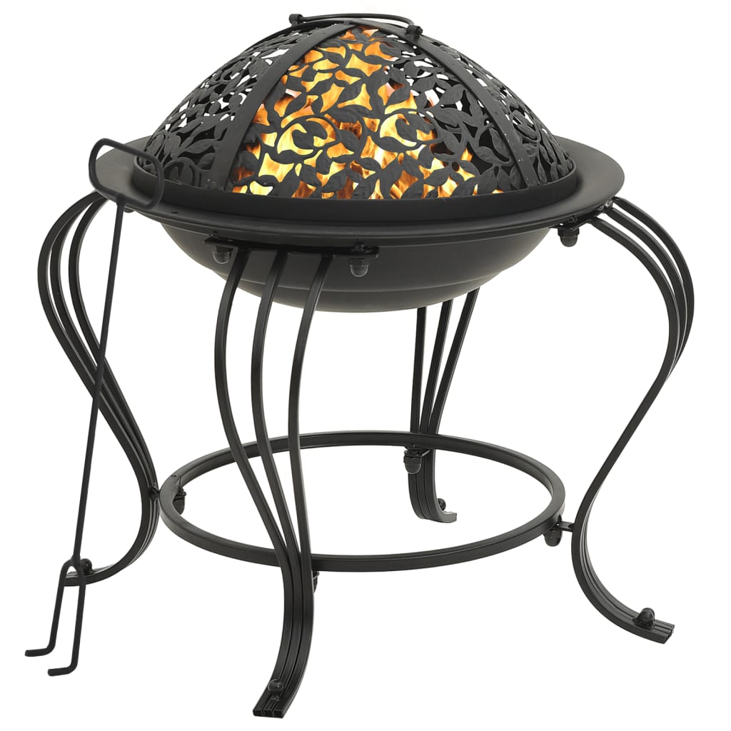 vidaXL Vatră de foc cu vătrai, 49 cm, oțel vidaXL Vatră de foc cu vătrai, 49 cm, oțel