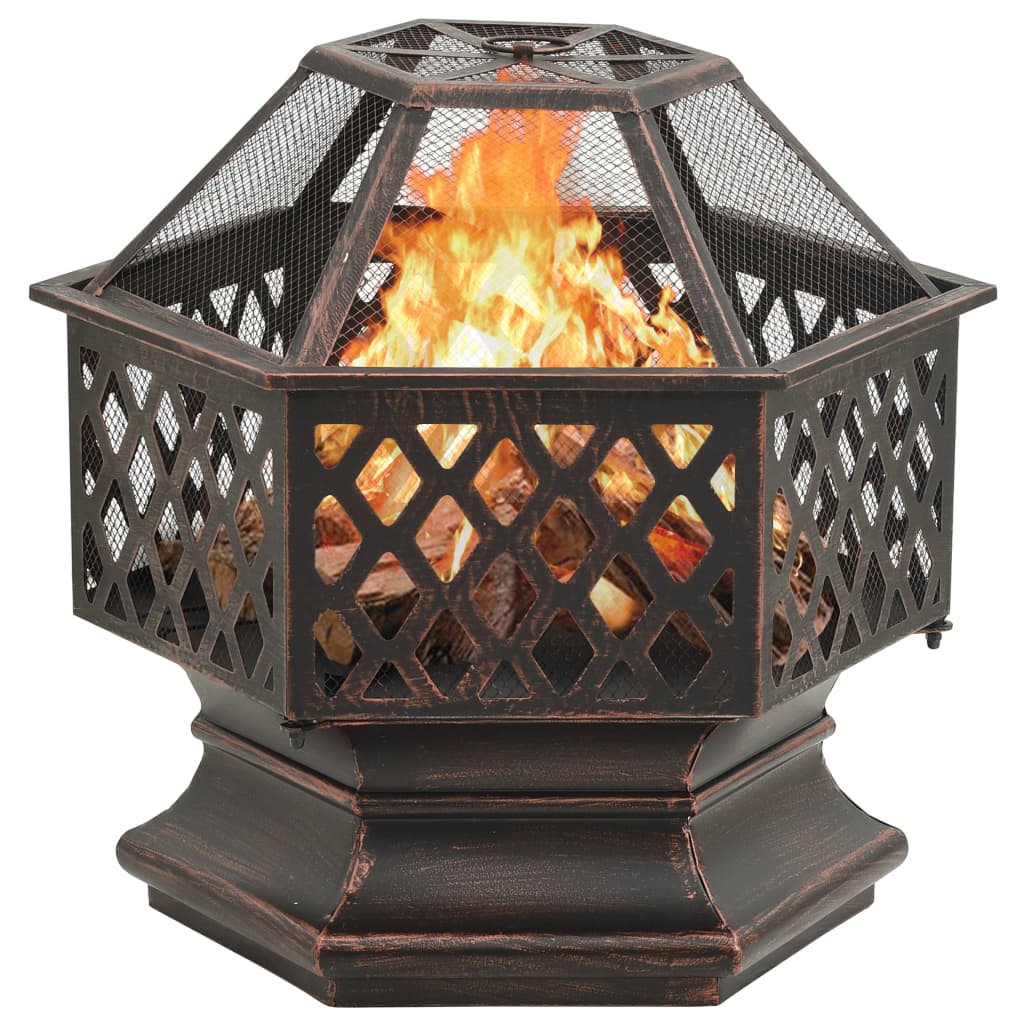 vidaXL Vatră de foc rustică, cu vătrai, 62x54x56 cm oțel, XXL vidaXL Vatră de foc rustică, cu vătrai, 62x54x56 cm oțel, XXL
