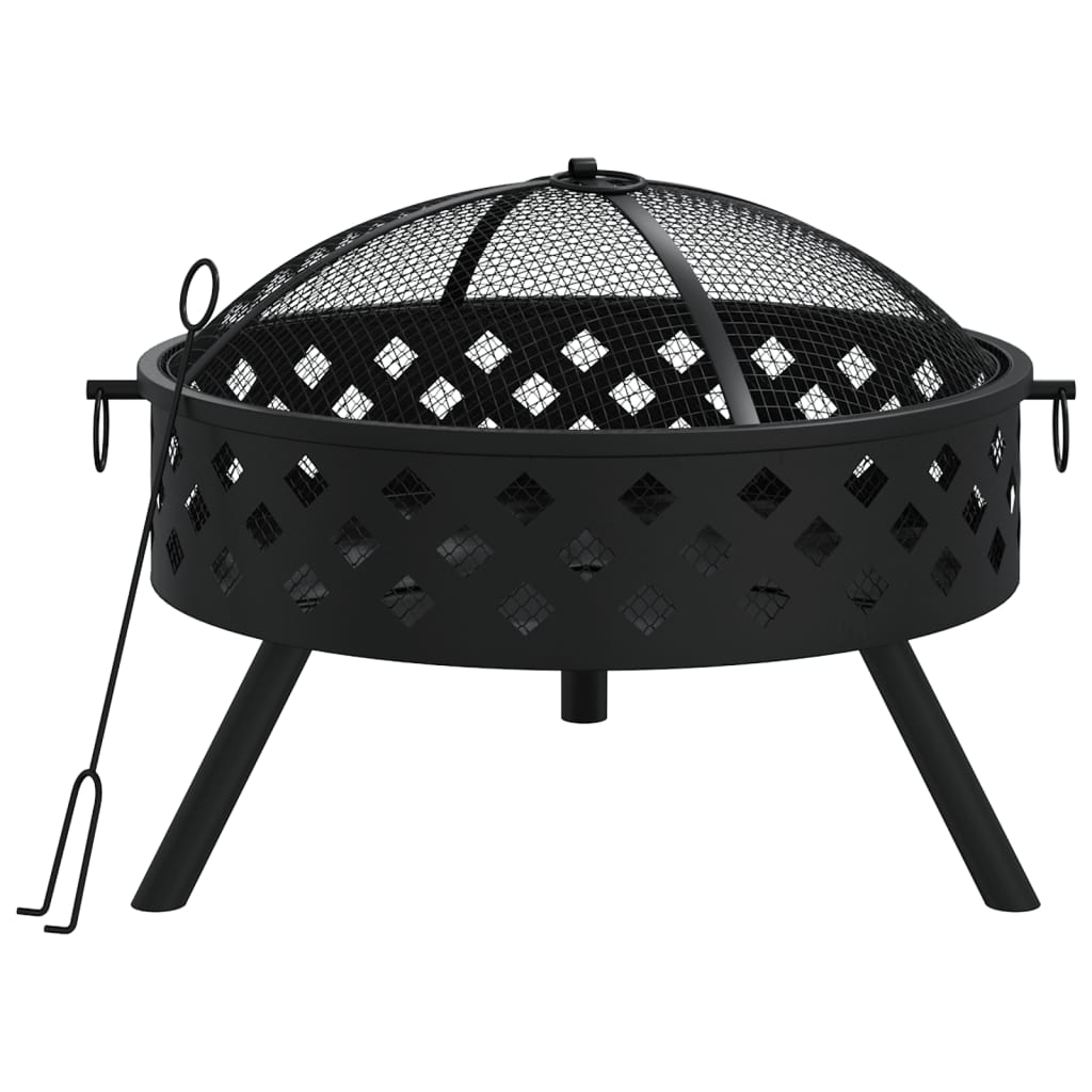 vidaXL Vatră de foc cu vătrai, 58 cm, oțel, XXL vidaXL Vatră de foc cu vătrai, 58 cm, oțel, XXL