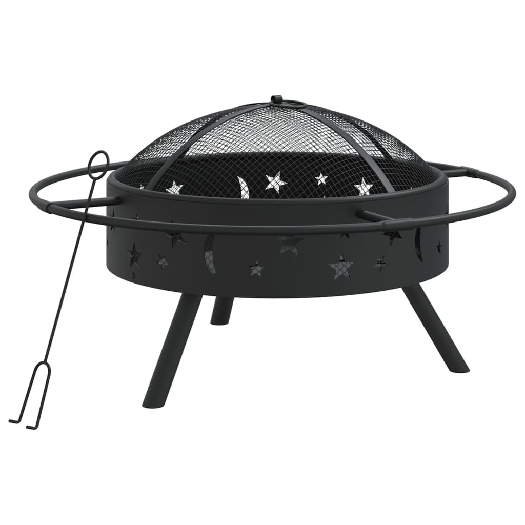 vidaXL Vatră de foc cu vătrai, 70 cm, oțel, XXL vidaXL Vatră de foc cu vătrai, 70 cm, oțel, XXL