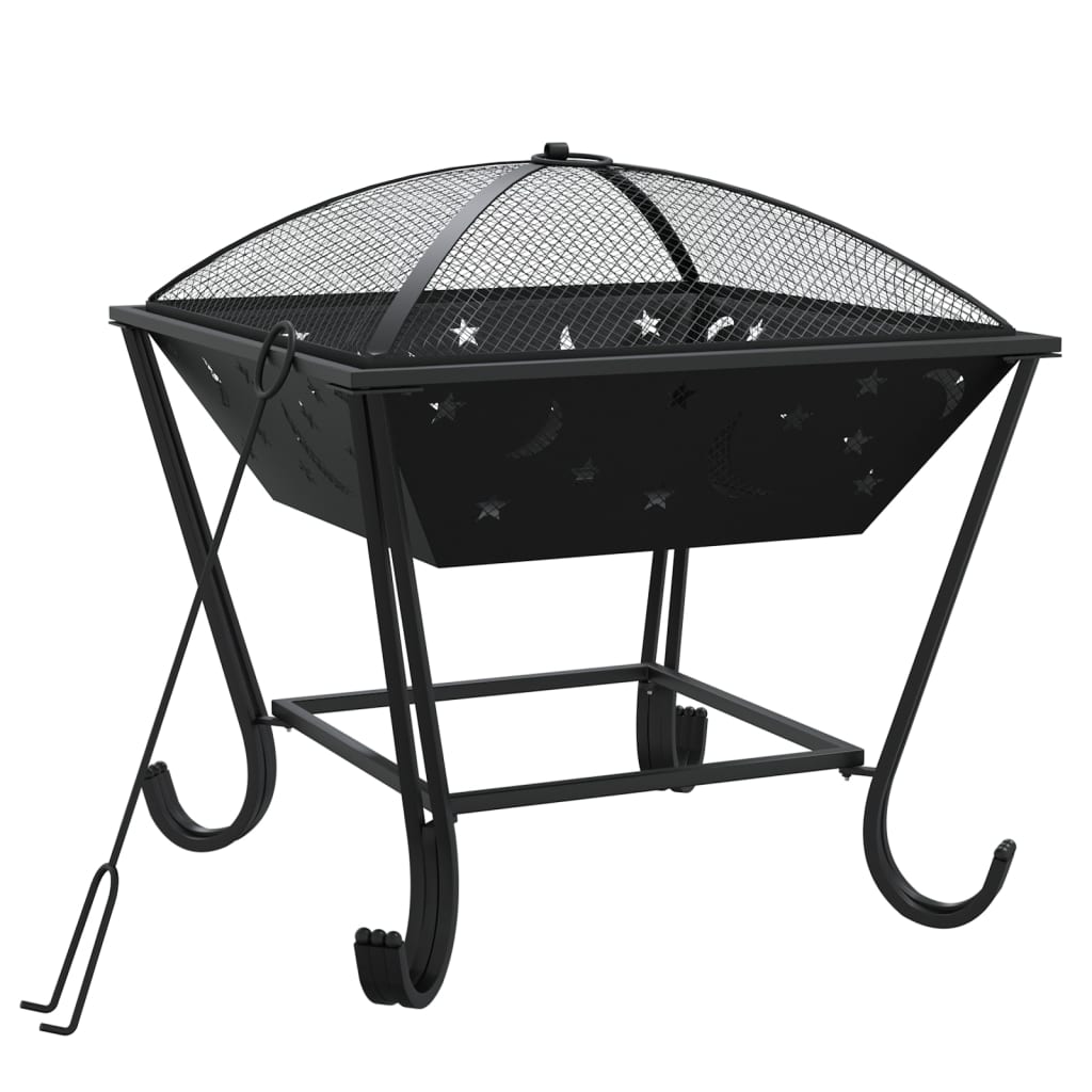 vidaXL Vatră de foc cu vătrai, 50 cm, oțel, XXL vidaXL Vatră de foc cu vătrai, 50 cm, oțel, XXL