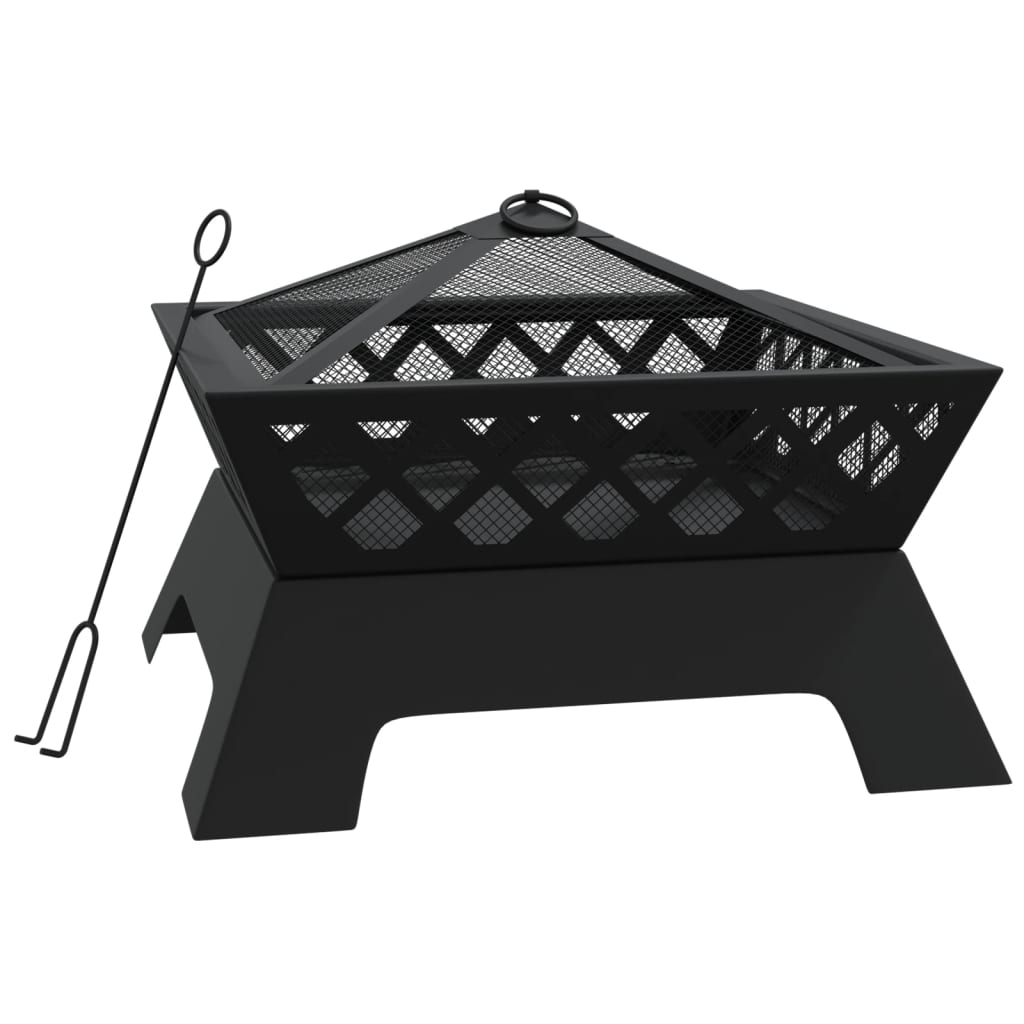 vidaXL Vatră de foc cu vătrai, 50 cm, oțel, XXL vidaXL Vatră de foc cu vătrai, 50 cm, oțel, XXL