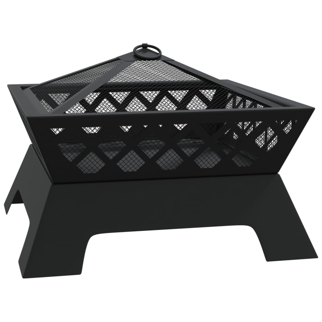 vidaXL Vatră de foc cu vătrai, 50 cm, oțel, XXL vidaXL Vatră de foc cu vătrai, 50 cm, oțel, XXL