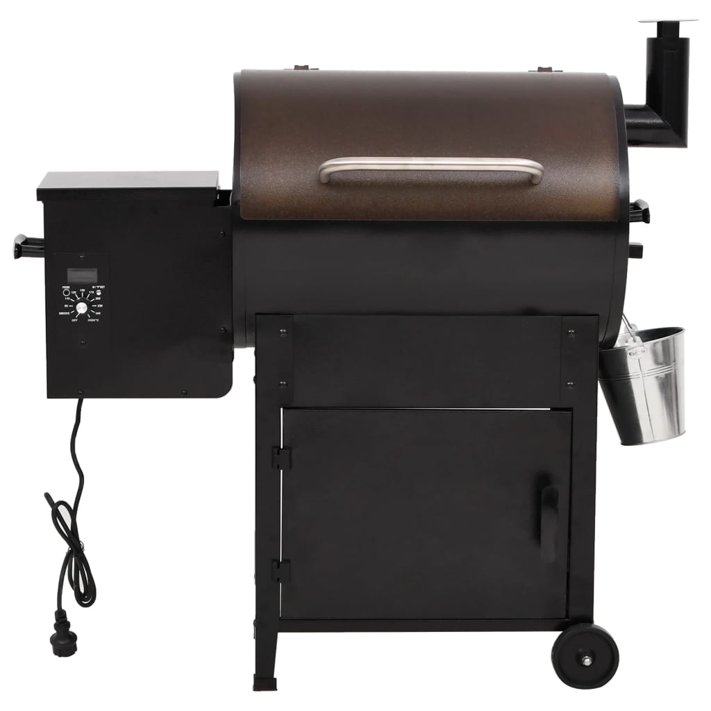 vidaXL Grătar cu peleți și coș, negru, 104 cm, fier vidaXL Grătar cu peleți și coș, negru, 104 cm, fier