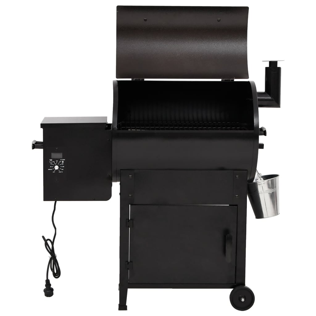 vidaXL Grătar cu peleți și coș, negru, 104 cm, fier vidaXL Grătar cu peleți și coș, negru, 104 cm, fier