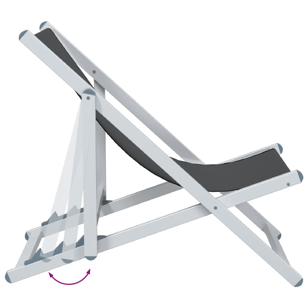 vidaXL Scaune pliante de plajă, 2 buc., gri, aluminiu și textilenă vidaXL Scaune pliante de plajă, 2 buc., gri, aluminiu și textilenă