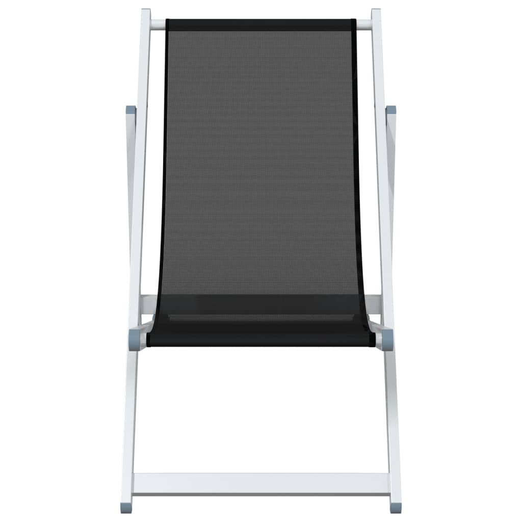 vidaXL Scaune pliante de plajă, 2 buc., negru, aluminiu și textilenă vidaXL Scaune pliante de plajă, 2 buc., negru, aluminiu și textilenă