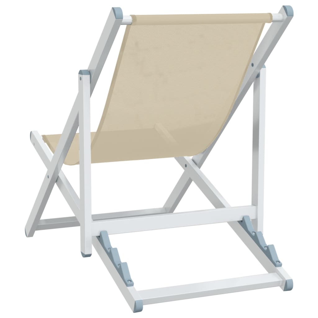 vidaXL Scaune pliante de plajă, 2 buc., crem, aluminiu și textilenă vidaXL Scaune pliante de plajă, 2 buc., crem, aluminiu și textilenă