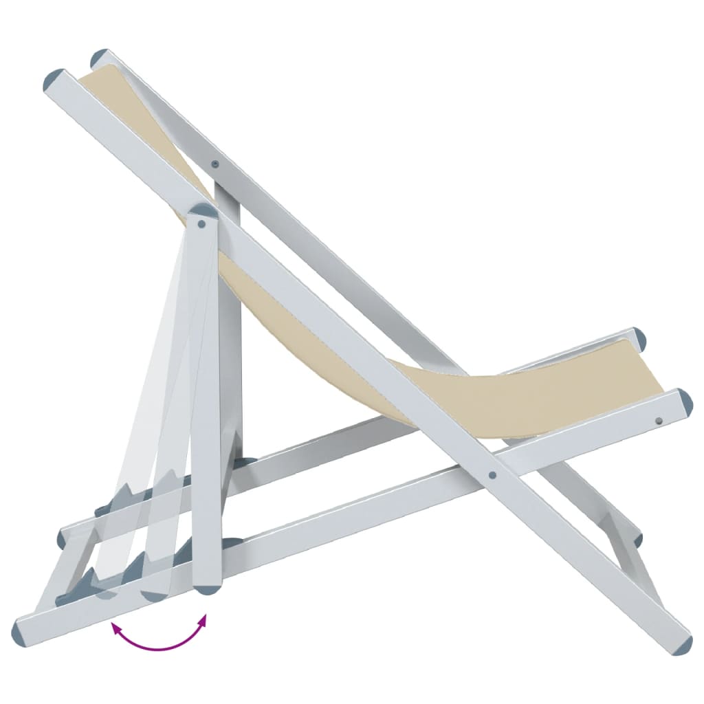 vidaXL Scaune pliante de plajă, 2 buc., crem, aluminiu și textilenă vidaXL Scaune pliante de plajă, 2 buc., crem, aluminiu și textilenă
