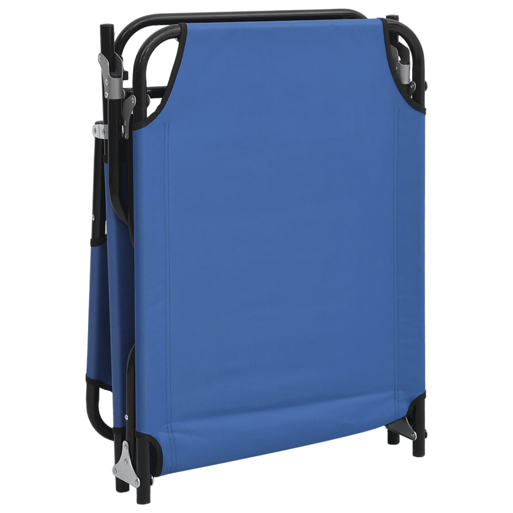 vidaXL Șezlong pliant albastru textil Oxford&oțel vopsit electrostatic vidaXL Șezlong pliant albastru textil Oxford&oțel vopsit electrostatic