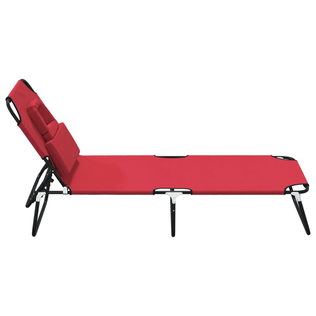 vidaXL Șezlong pliabil roșu țesătură Oxford&oțel vopsit electrostatic