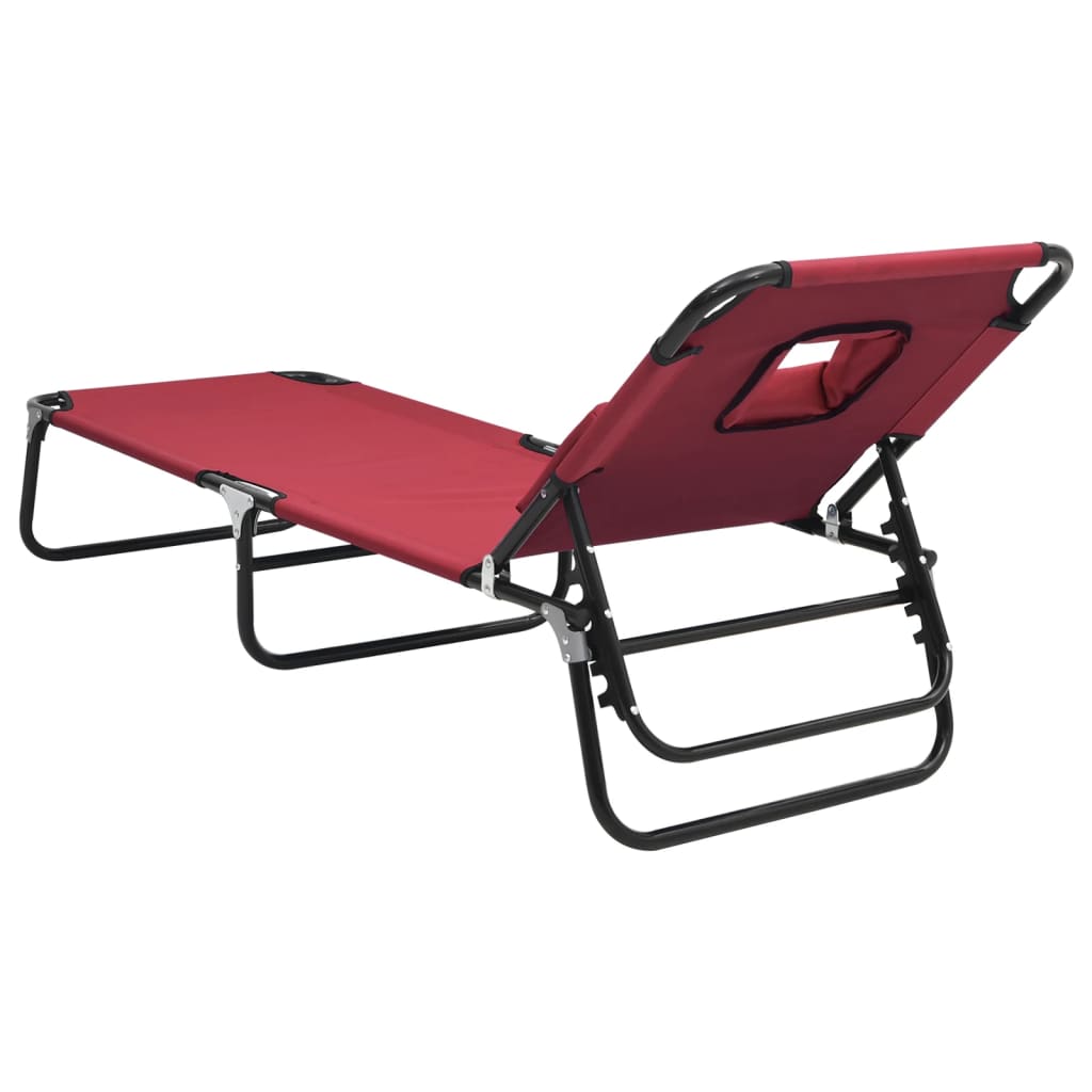vidaXL Șezlong pliabil roșu țesătură Oxford&oțel vopsit electrostatic