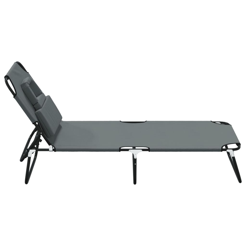 vidaXL Șezlong pliabil gri țesătură Oxford & oțel vopsit electrostatic