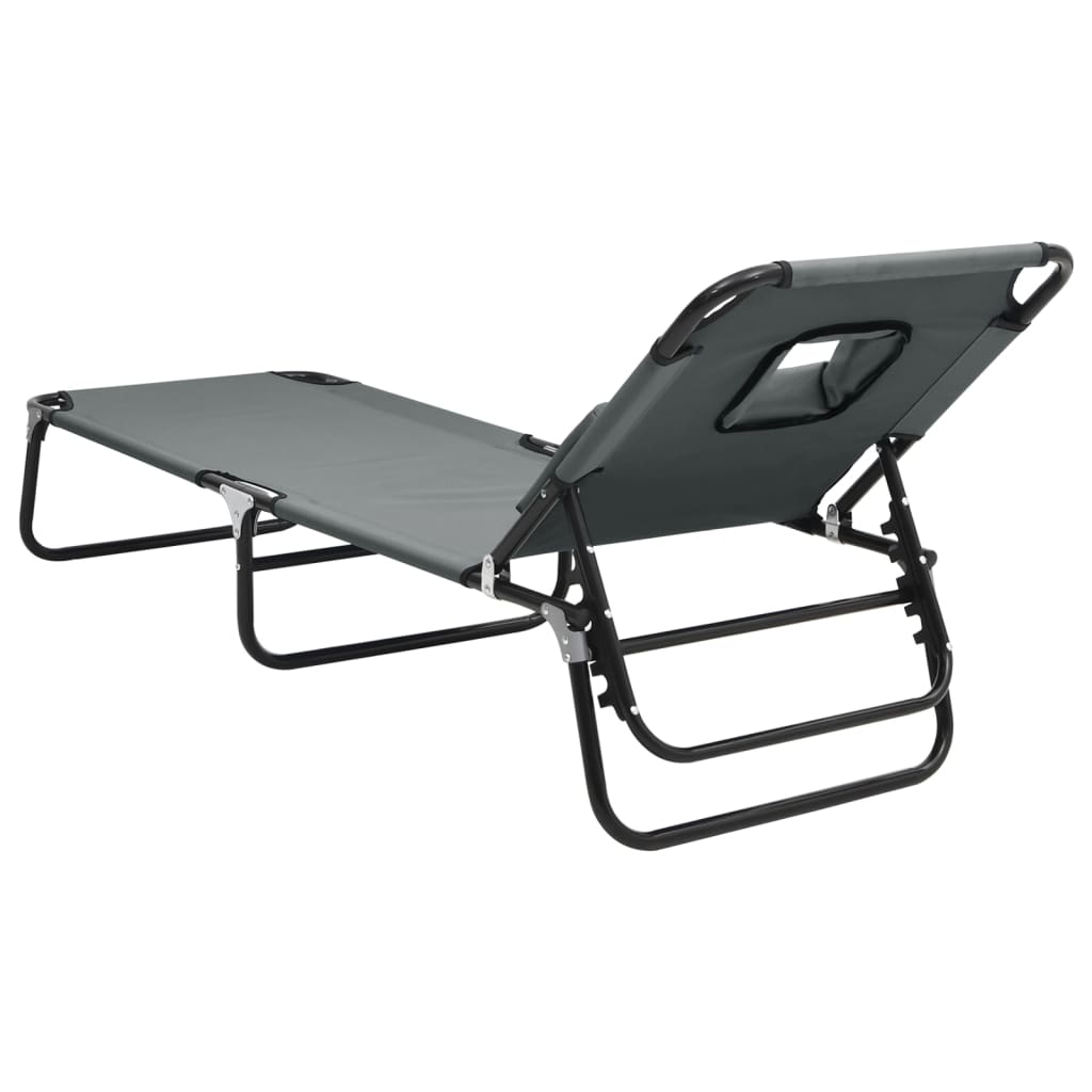 vidaXL Șezlong pliabil gri țesătură Oxford & oțel vopsit electrostatic