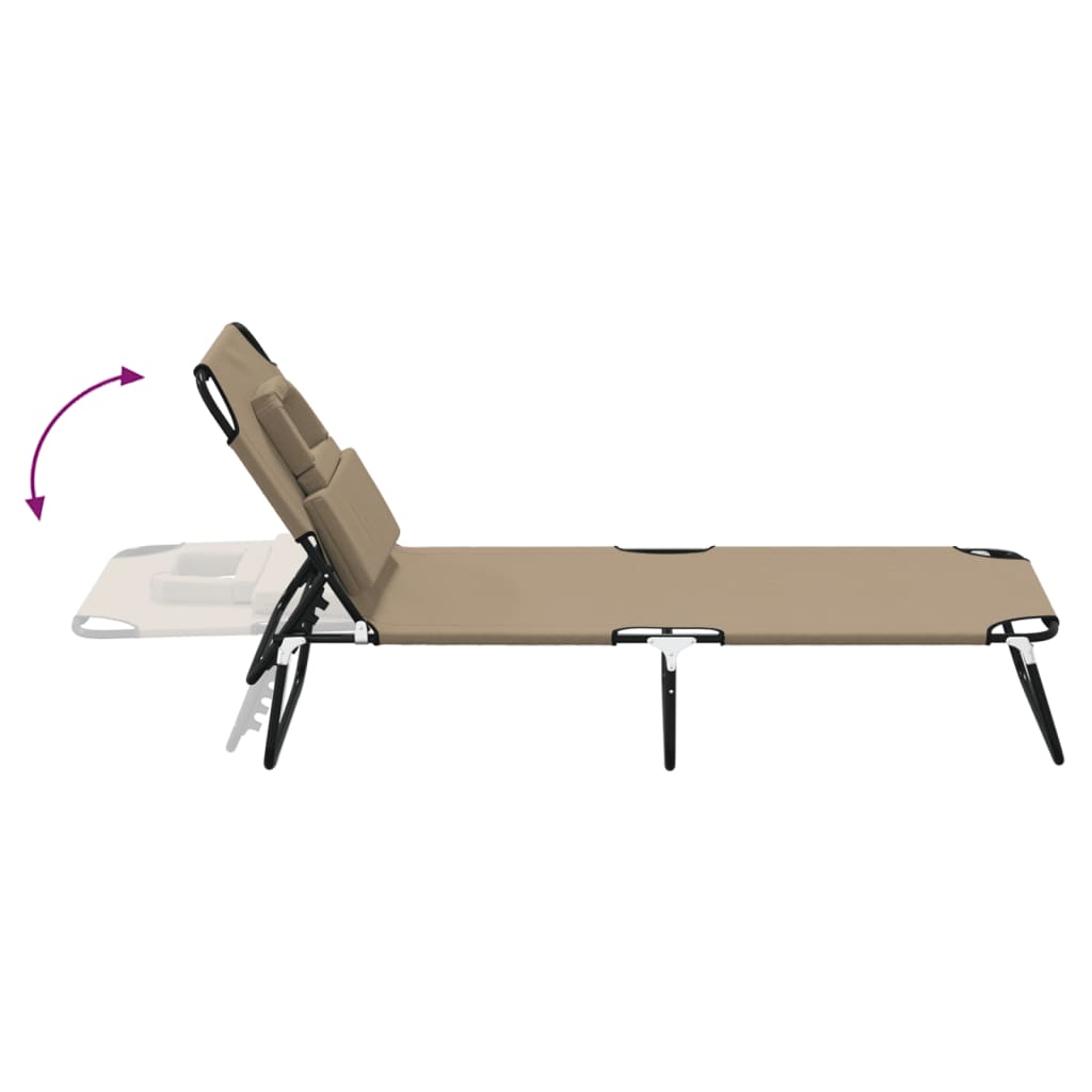 vidaXL Șezlong pliant taupe textil Oxford&oțel vopsit electrostatic vidaXL Șezlong pliant taupe textil Oxford&oțel vopsit electrostatic