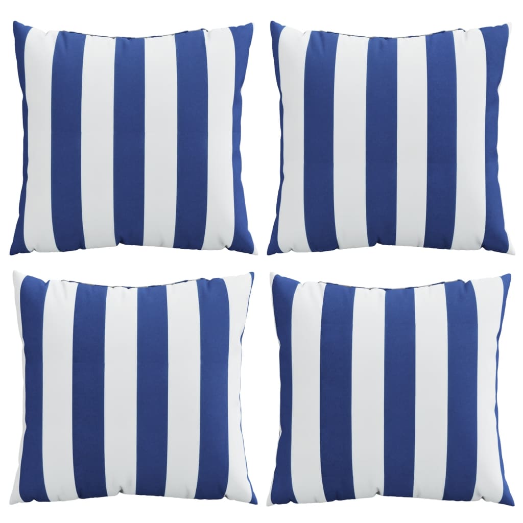 vidaXL Perne decorative, 4 buc., dungi albastru&alb, 60x60 cm, textil