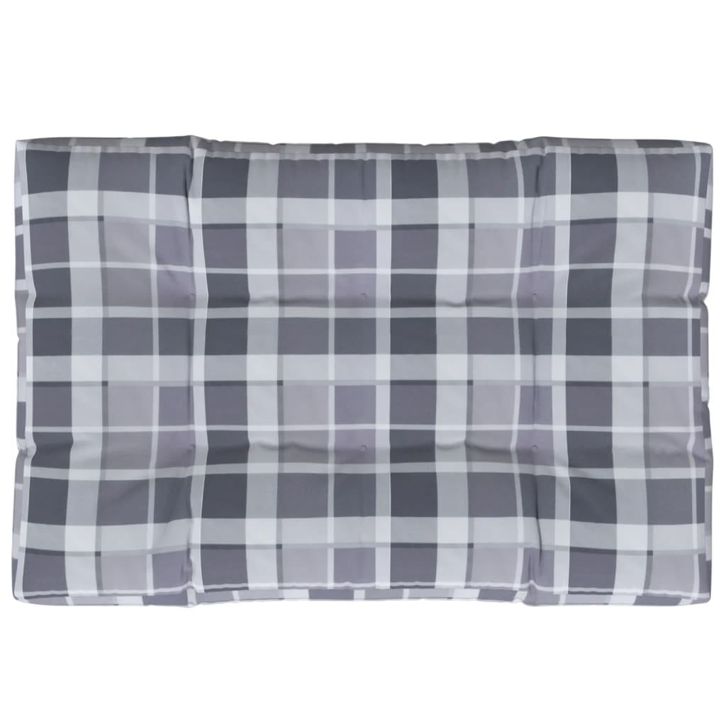 vidaXL Pernă de paleți, gri carouri, 120x80x12 cm, material textil vidaXL Pernă de paleți, gri carouri, 120x80x12 cm, material textil