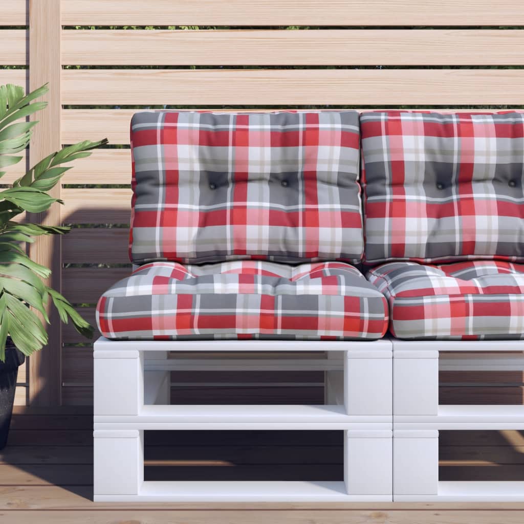 vidaXL Pernă de paleți, roșu carouri, 60x40x12 cm, material textil vidaXL Pernă de paleți, roșu carouri, 60x40x12 cm, material textil