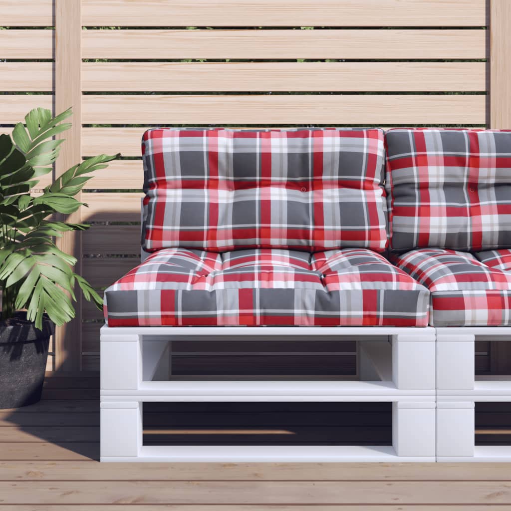 vidaXL Pernă de paleți, roșu carouri, 70x40x12 cm, material textil vidaXL Pernă de paleți, roșu carouri, 70x40x12 cm, material textil